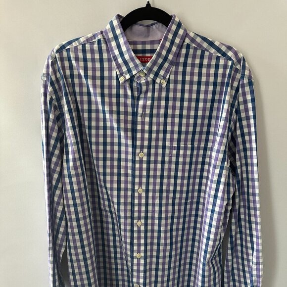 Izod Other - Blue, White & Purple Check Izod Large Shirt